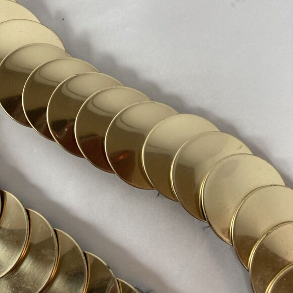 Fish Scale Gold Coin Stretchy Retro Belt 25” Boho Stretchy Glam Disco 70’s-80’s - Picture 7 of 11